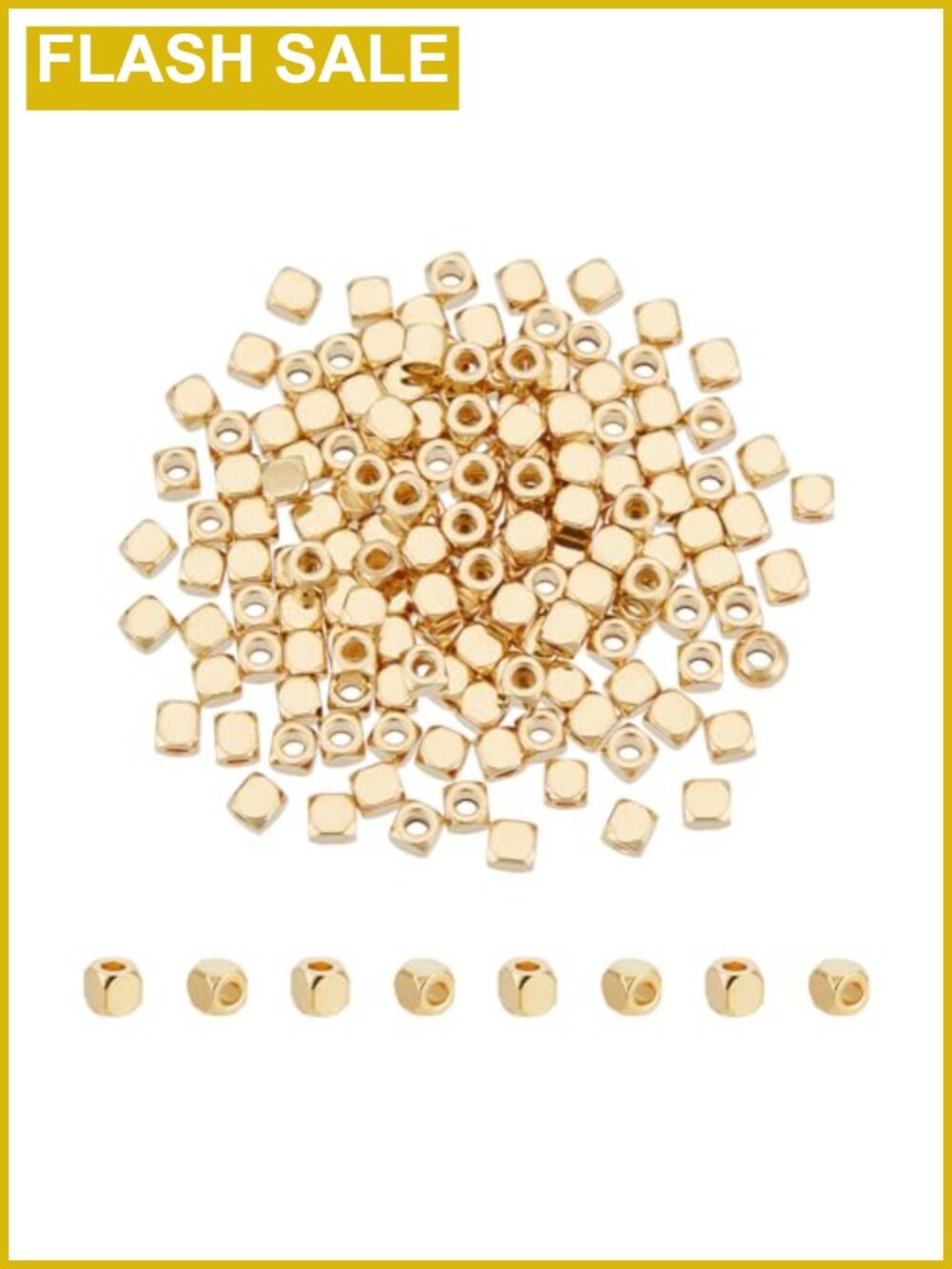 150pcs 2mm 18K Gold Plated Stainless Steel Cube Spacer Beads for Jewelry Making